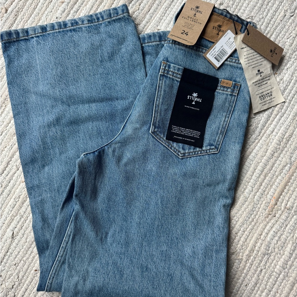 Thrills Blue Flare Wide Leg Jeans Timeless Denim